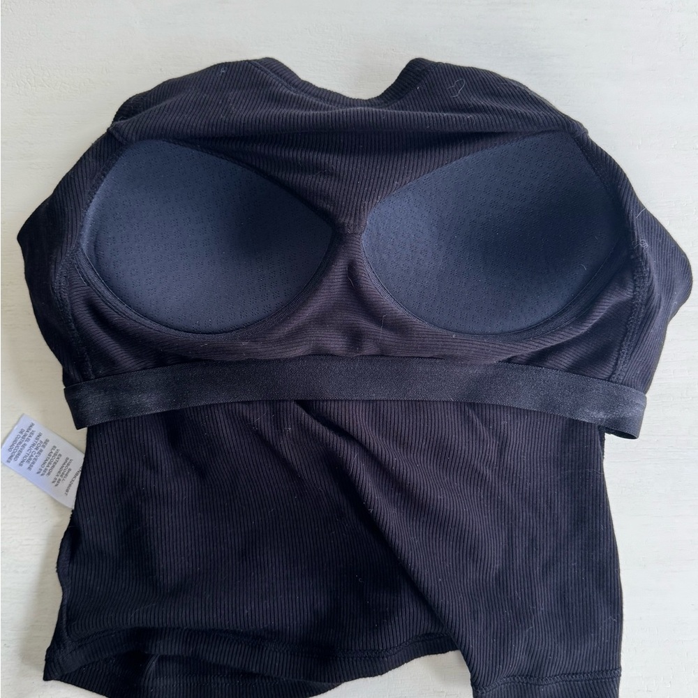 Black Ribbed Tank Crop Top - Picture 6 of 8